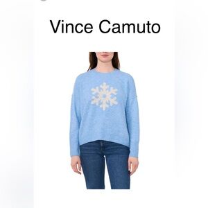 Vince Camuto Blue Sweater with Cream Snowflake